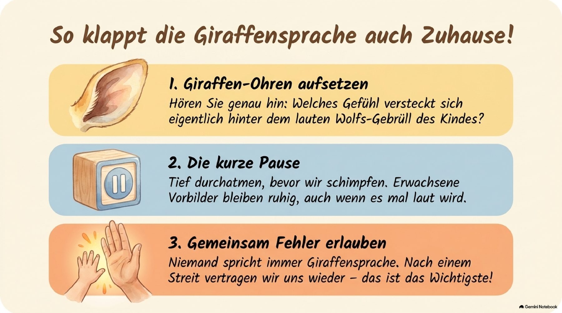 So klappt die Giraffensprache auch zuhause: drei Tipps für Eltern